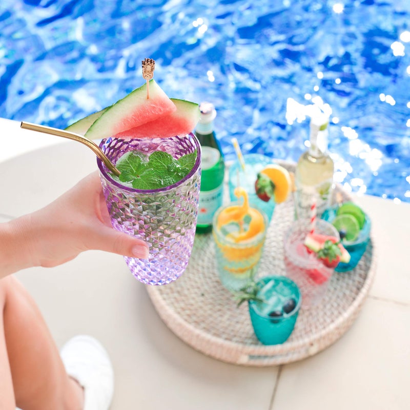 BELLAFORTE Shatterproof Tritan Plastic Tall Tumbler, 19oz Drinking Glasses Set of 4 - Laguna Beach Unbreakable Outdoor Drinkware for Party, Poolside, Indoor Use - Dishwasher Safe, BPA Free - Purple - Image 4